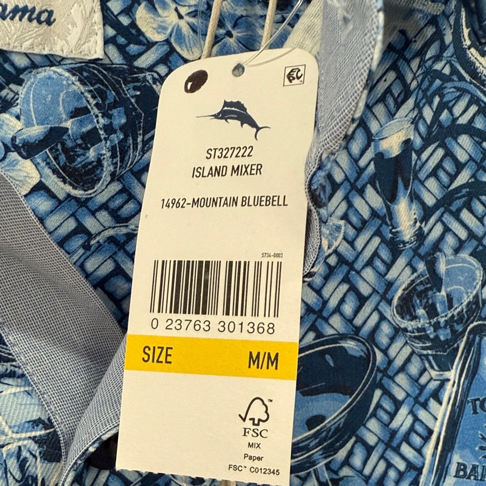 Tommy Bahama Blue and White Casual Shirt island mixer size medium NWT - Picture 6 of 6